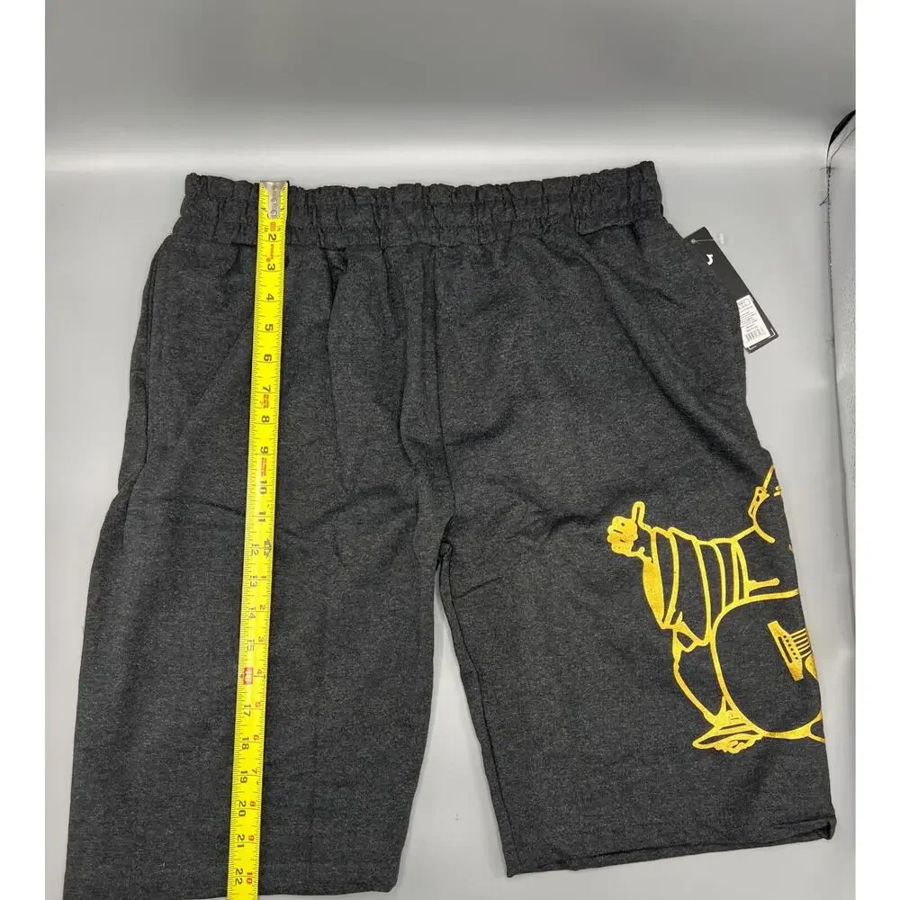 MENS SIZE LARGE TRUE RELIGION CHARCOAL GRAY/GOLD LOUNGE SHORTS W/POCKETS - NWT